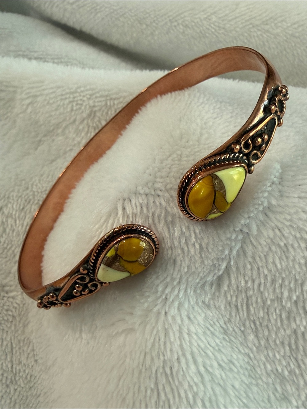 Honey Dahlia Copper Cuff Bracelet Southwestern Boho Statement NWOT